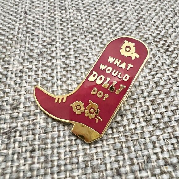 Pink Cowgirl Boot Dolly Parton Howdy Enamel Pin - Picture 5 of 5